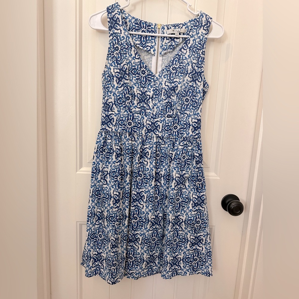 MILLY Blue and White Dress